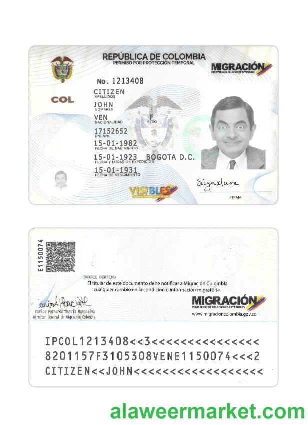 Colombia temporary protection leave card